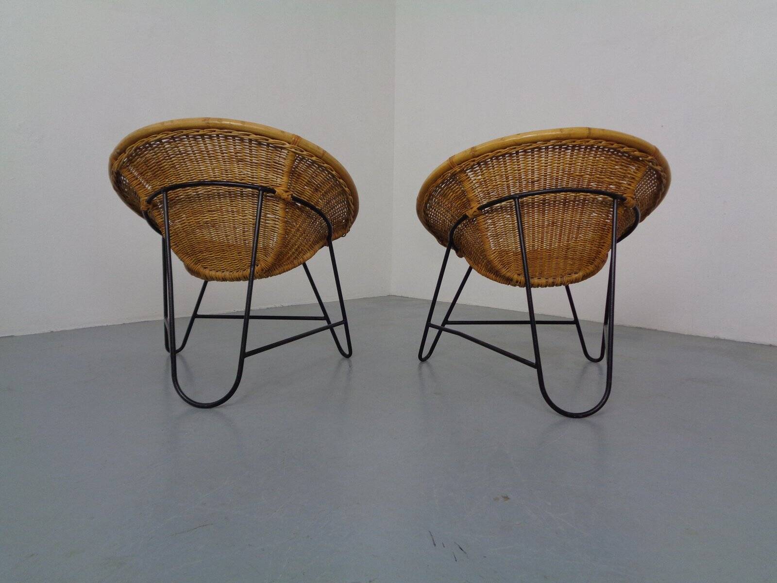Mid-Century German Bamboo Chairs, 1960s, Set of 2