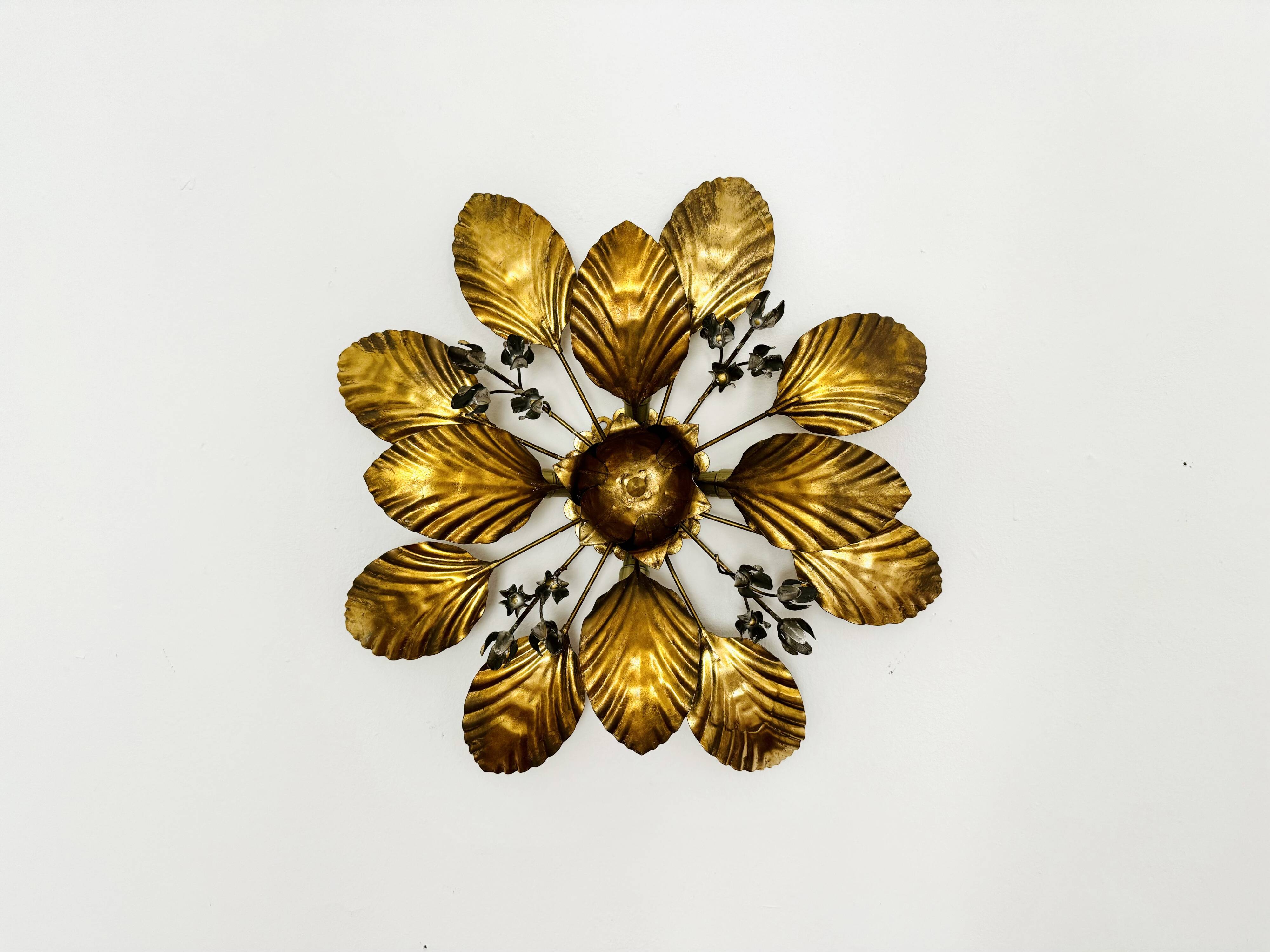 Floral Hollywood Regency Wall or Ceiling Lamp by Hans Kögl