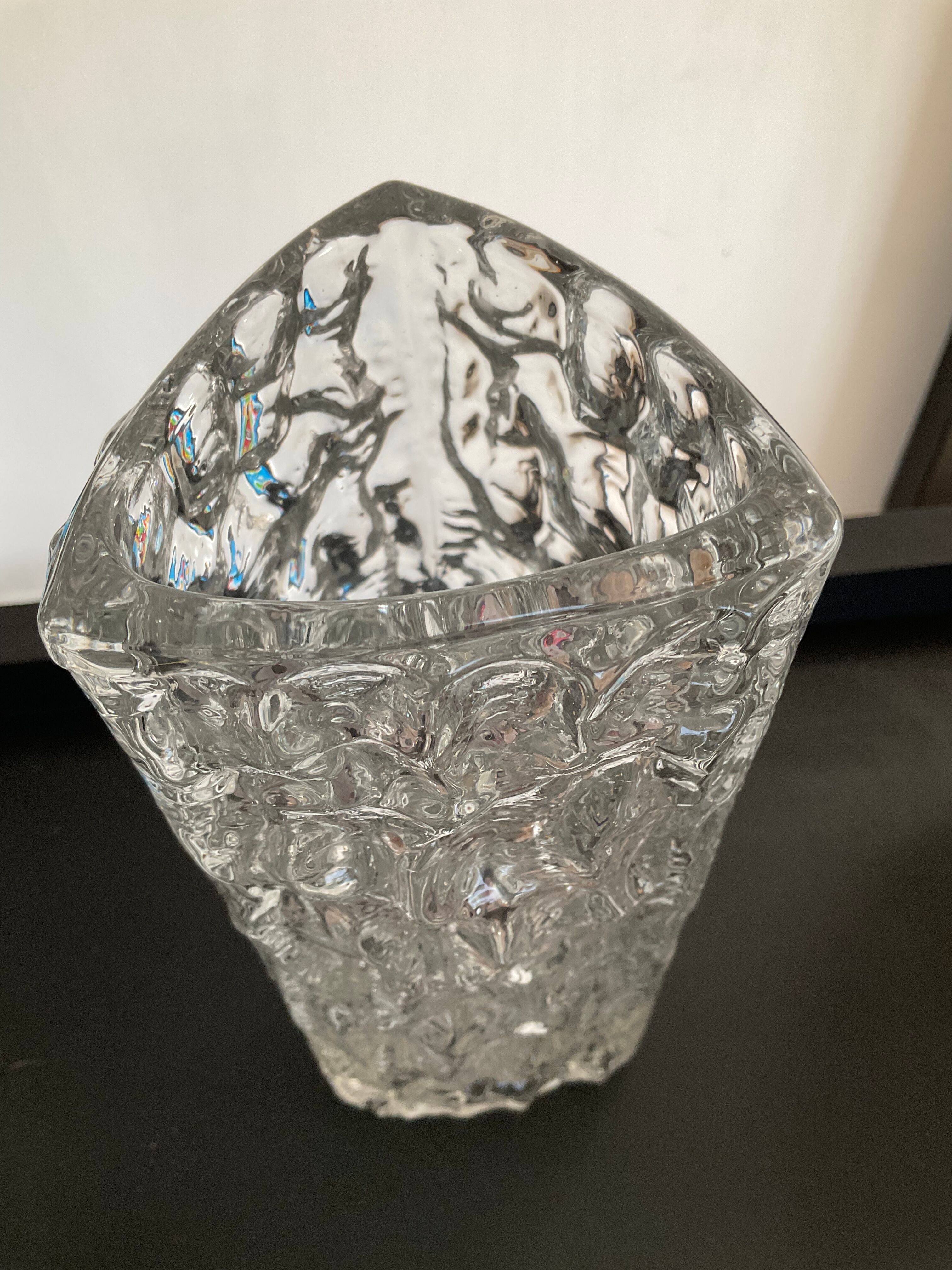 Vintage cast crystal vase 70s