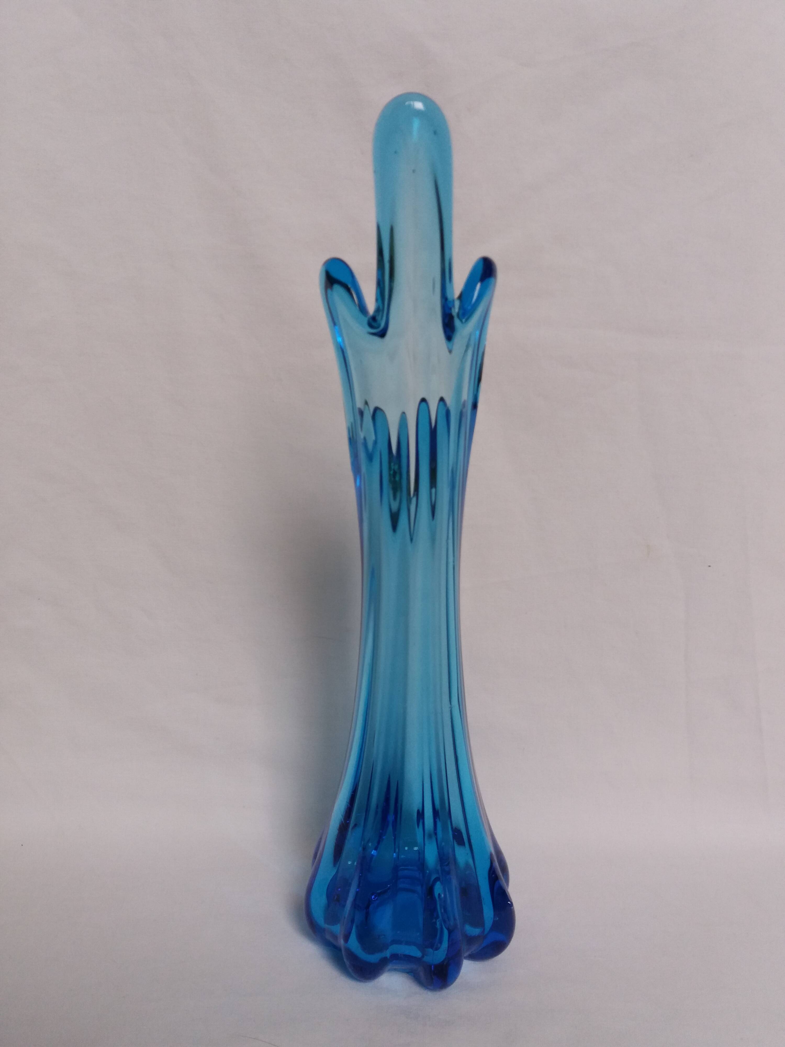 Turquoise blue blown glass vase
