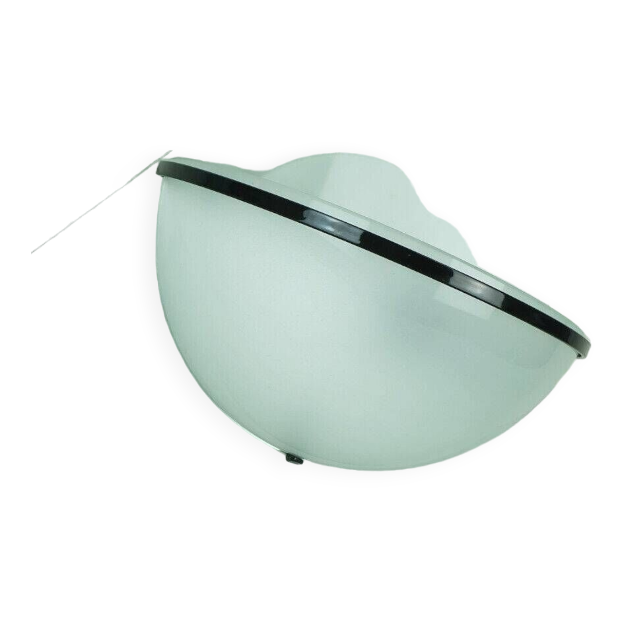 Pair of italian 1980s sconces wall lamps lamperti model illo etched glass and metal