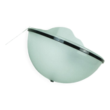 Pair of italian 1980s sconces wall lamps lamperti model illo etched glass and metal