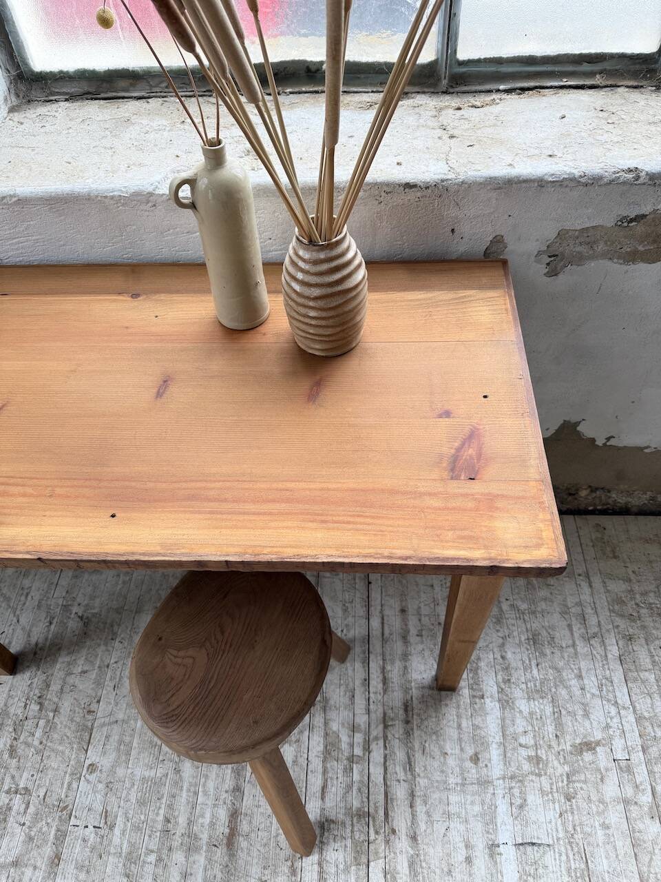 Oak and pine farmhouse console table