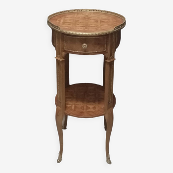Guéridon ou table de salon en marqueterie style Louis XV