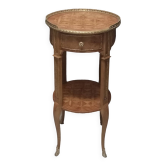 Pedestal table or living room table in Louis XV style marquetry