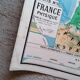 Old physical France map N°11 Hatier Kaeppelin cardboard.