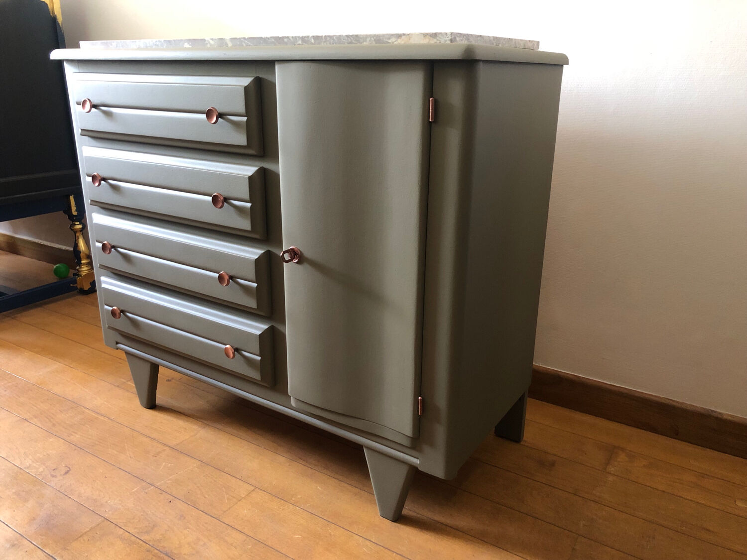Olive green chest of drawers