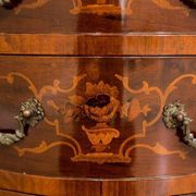 French Louis XV Style Walnut Marquetry Commode, 1950s