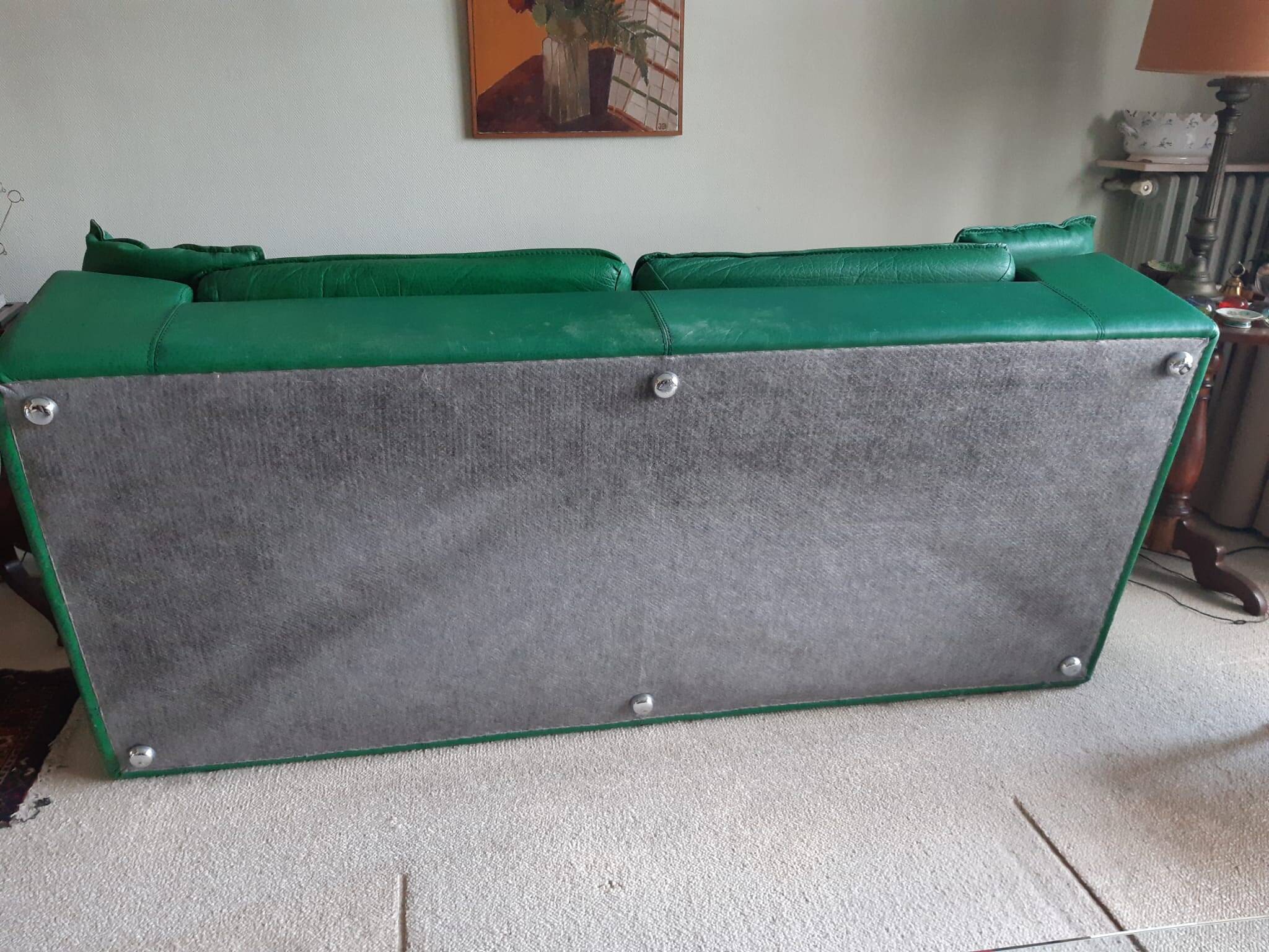 Sofa set and a green leather armchair - 1990s style - Duvivier brand