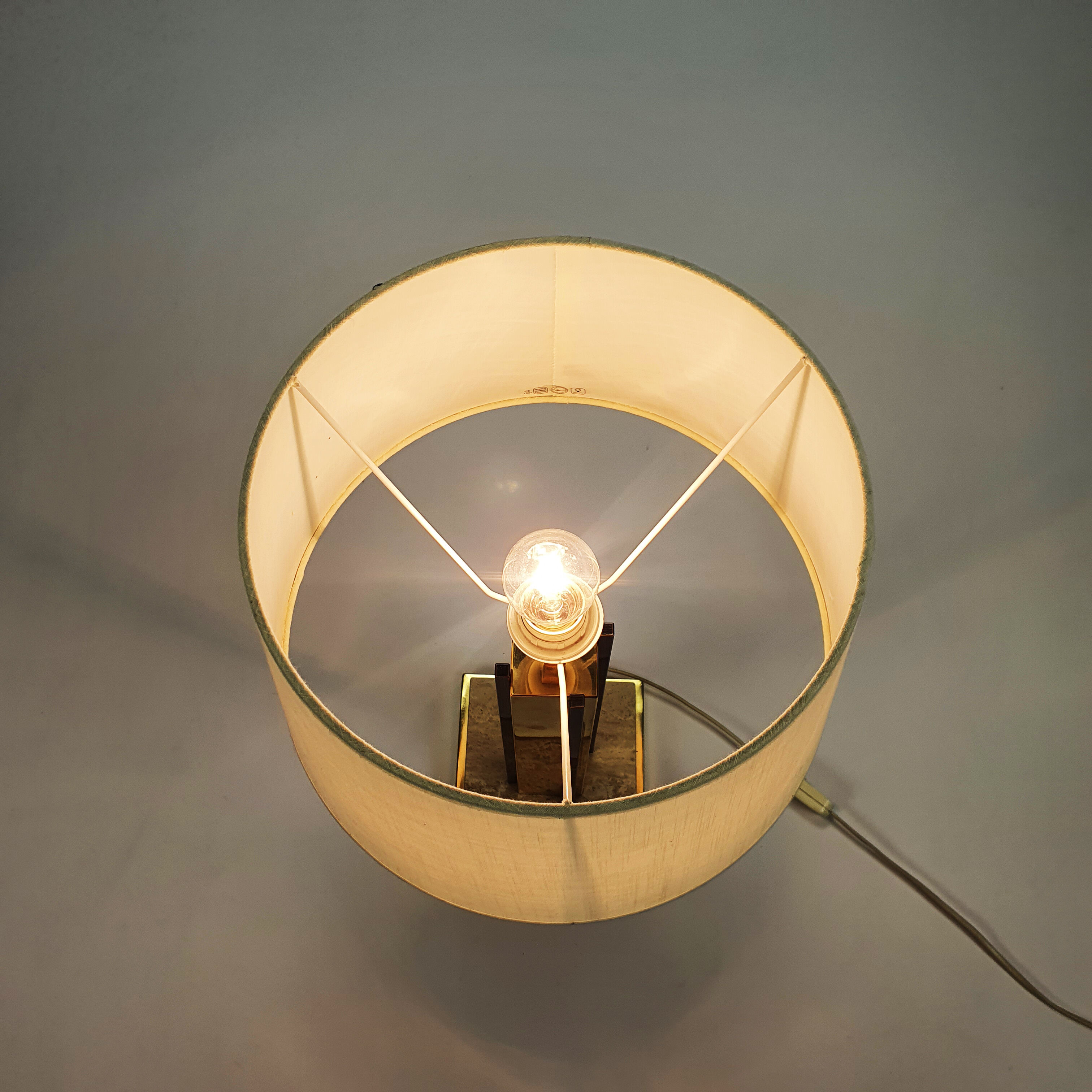 24kt Gold-plated & travertine table lamp, 1970s