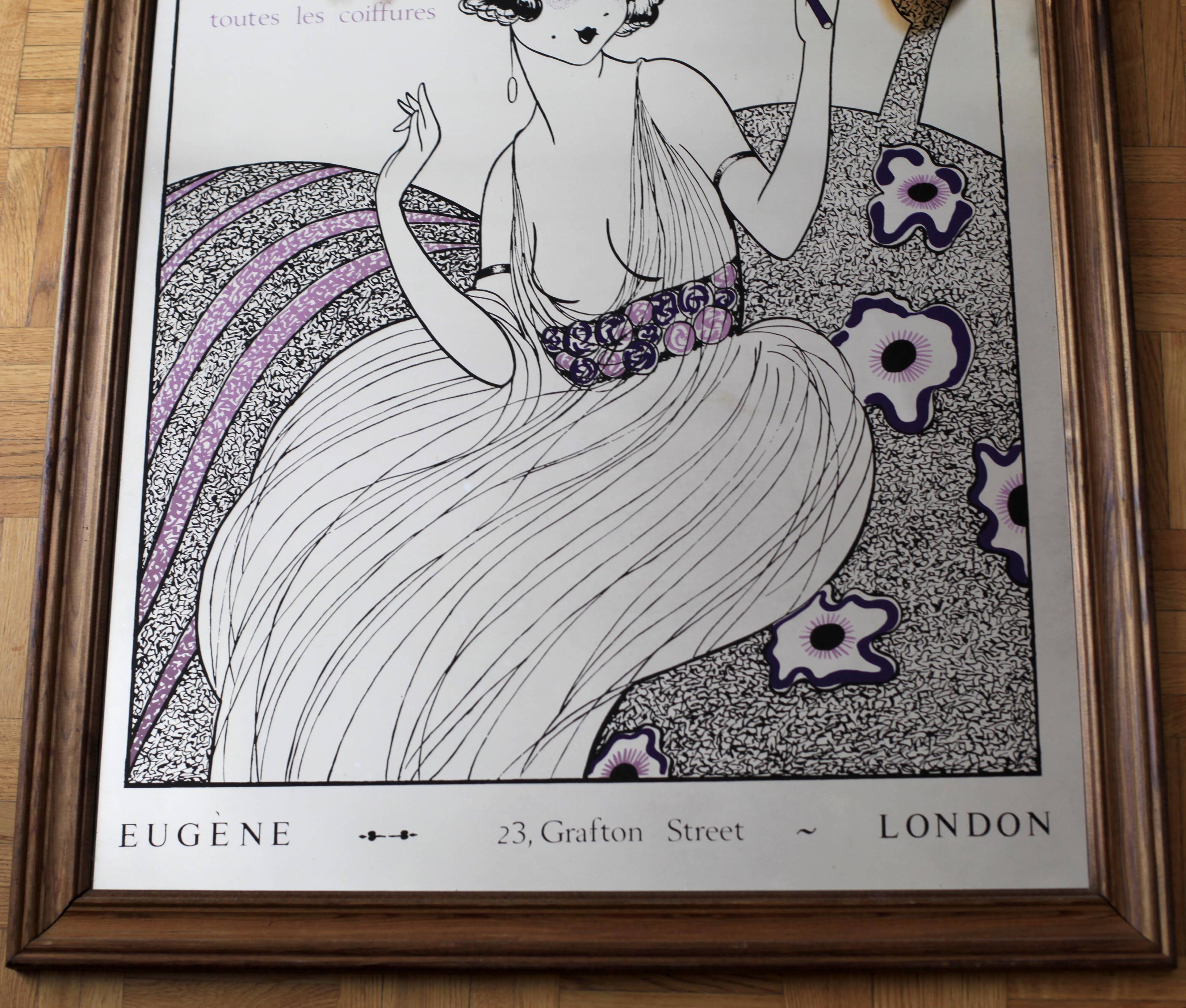 Coiffure screen-printed mirror 88.5cm x 63.5cm