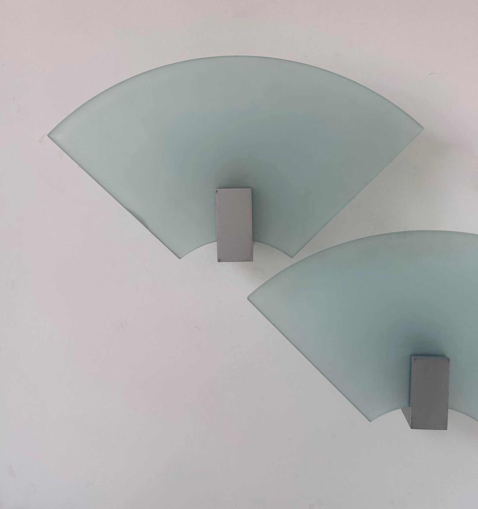 Pair of vintage sandblasted glass wall lights, Italy 1980s