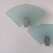 Pair of vintage sandblasted glass wall lights, Italy 1980s