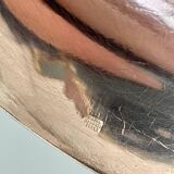 Large old ladle in silver metal, medallion baguette model