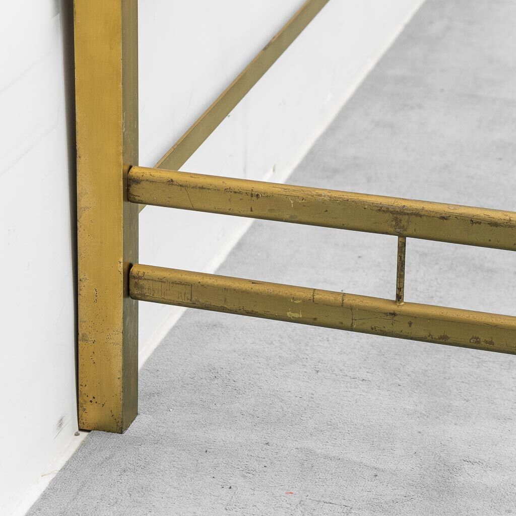 Vintage double bed in metal and brass Luciano Frigerio 1970s modernism