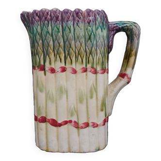 Rare "asparagus" slip pitcher n° 779 onnaing france earthenware 19th century