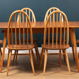 Vintage ercol elm model 445 grand plan dining table & 8 chairs including two carvers