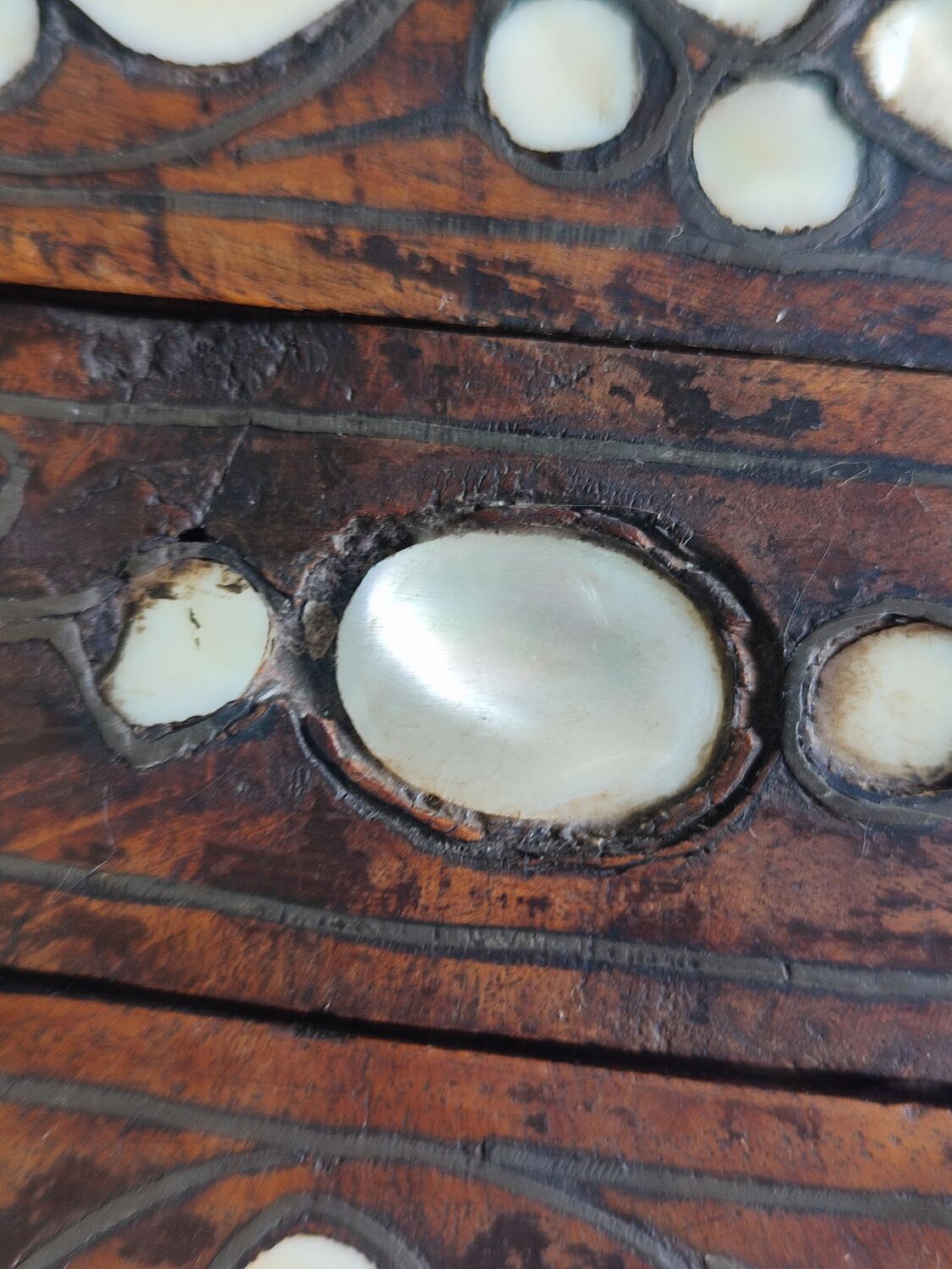 Antique folding oriental chair with mother-of-pearl inlays