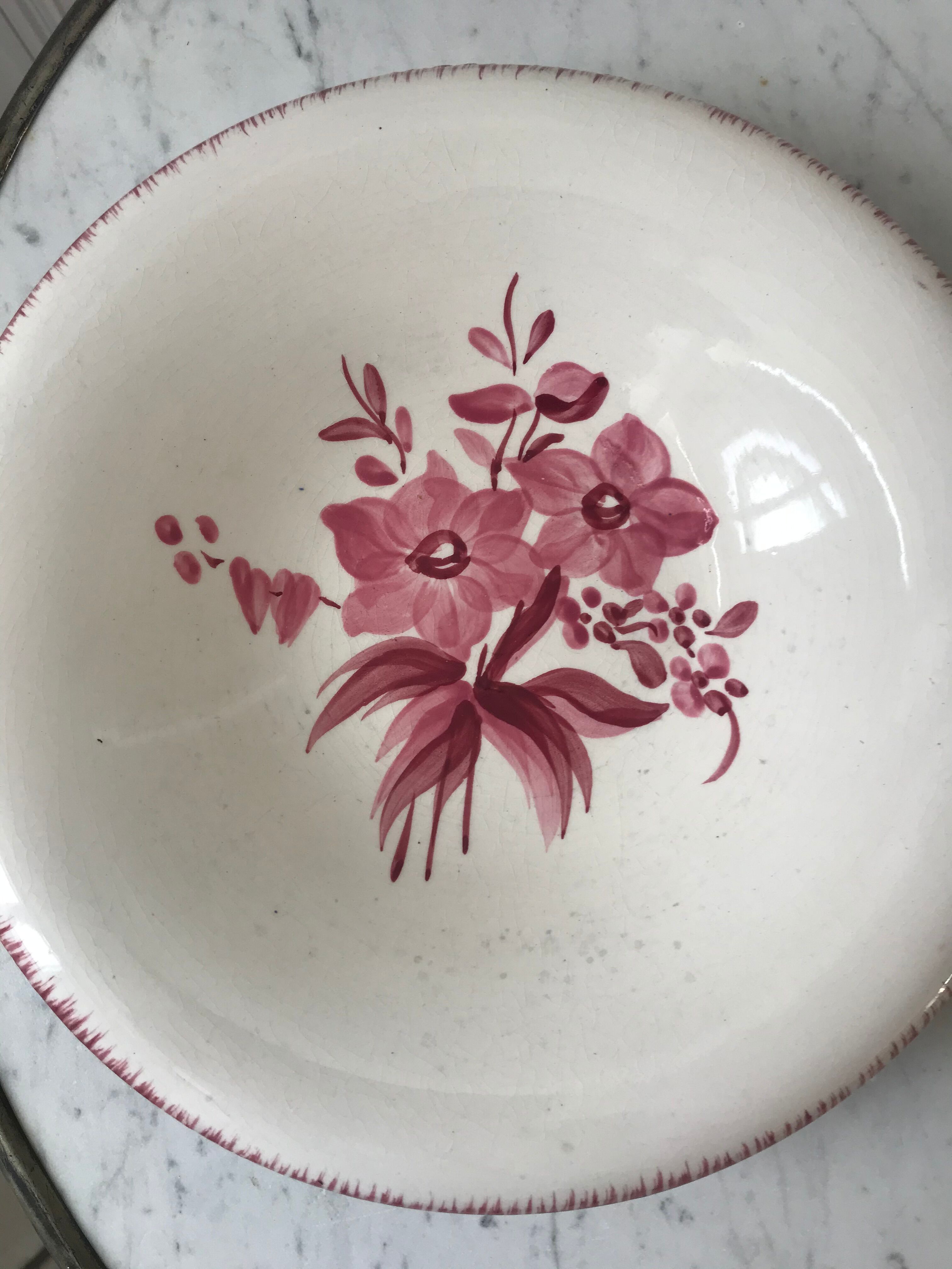 Duo of longchamp pink serving dishes 30s-40s