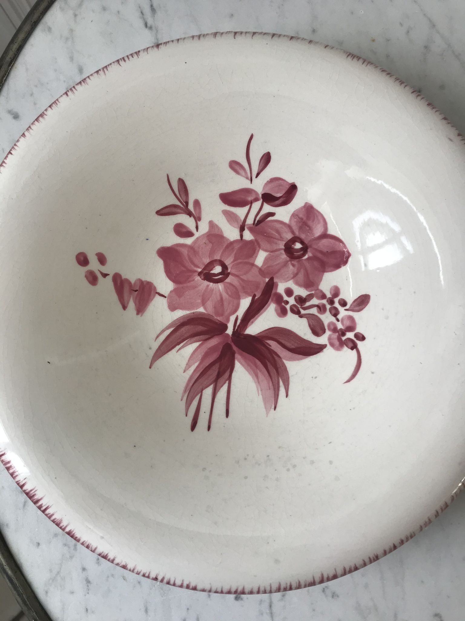 Duo de plats de service longchamp roses années 30-40