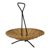 Vintage rattan and metal basket 1960's