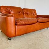 Canapé 2 places vintage danois en cuir cognac du milieu du siècle par Sigurd Resell