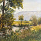 Peinture ancienne huile sur bois paysage verdoyant Joseph Guénard