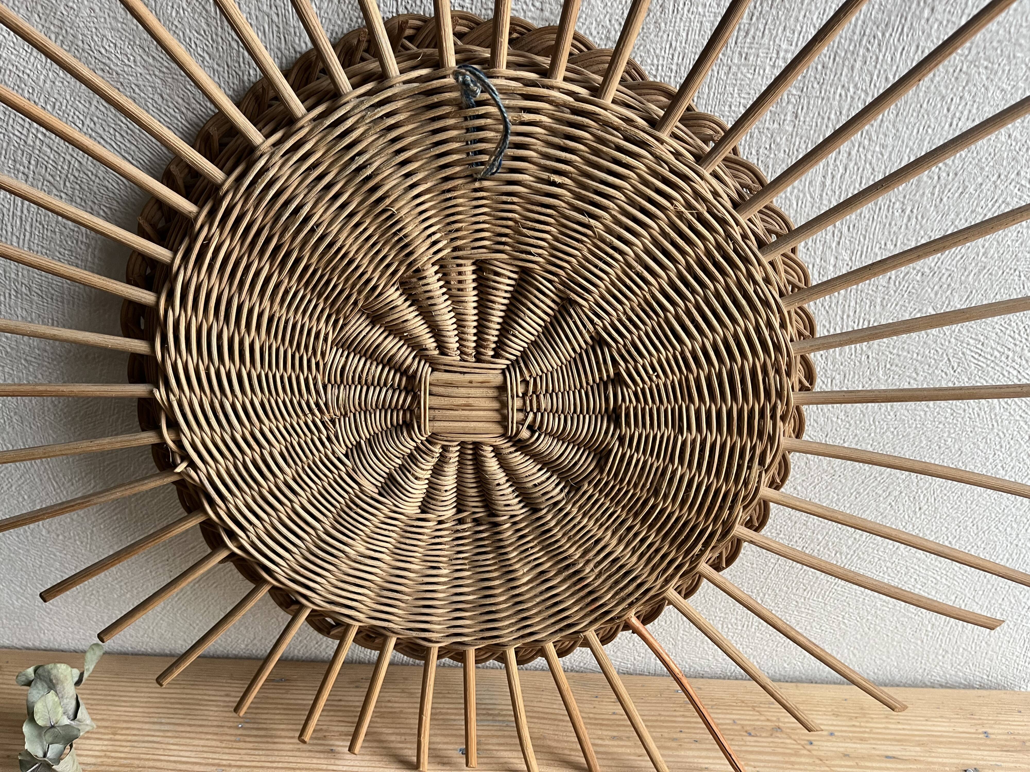 Vintage rattan sun mirror