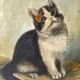 Oil on canvas "cat and fly", 1940s