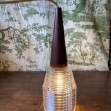 Vintage Scandinavian teak and holophane glass pendant light. 50s/60s