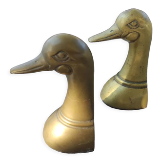 Pair of brass bookend ducks