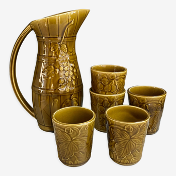 Pitcher and cups Sarreguemines