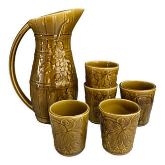 Pitcher and cups Sarreguemines