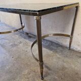 Brass coffee table with Alpine green veined marble top - 1960
