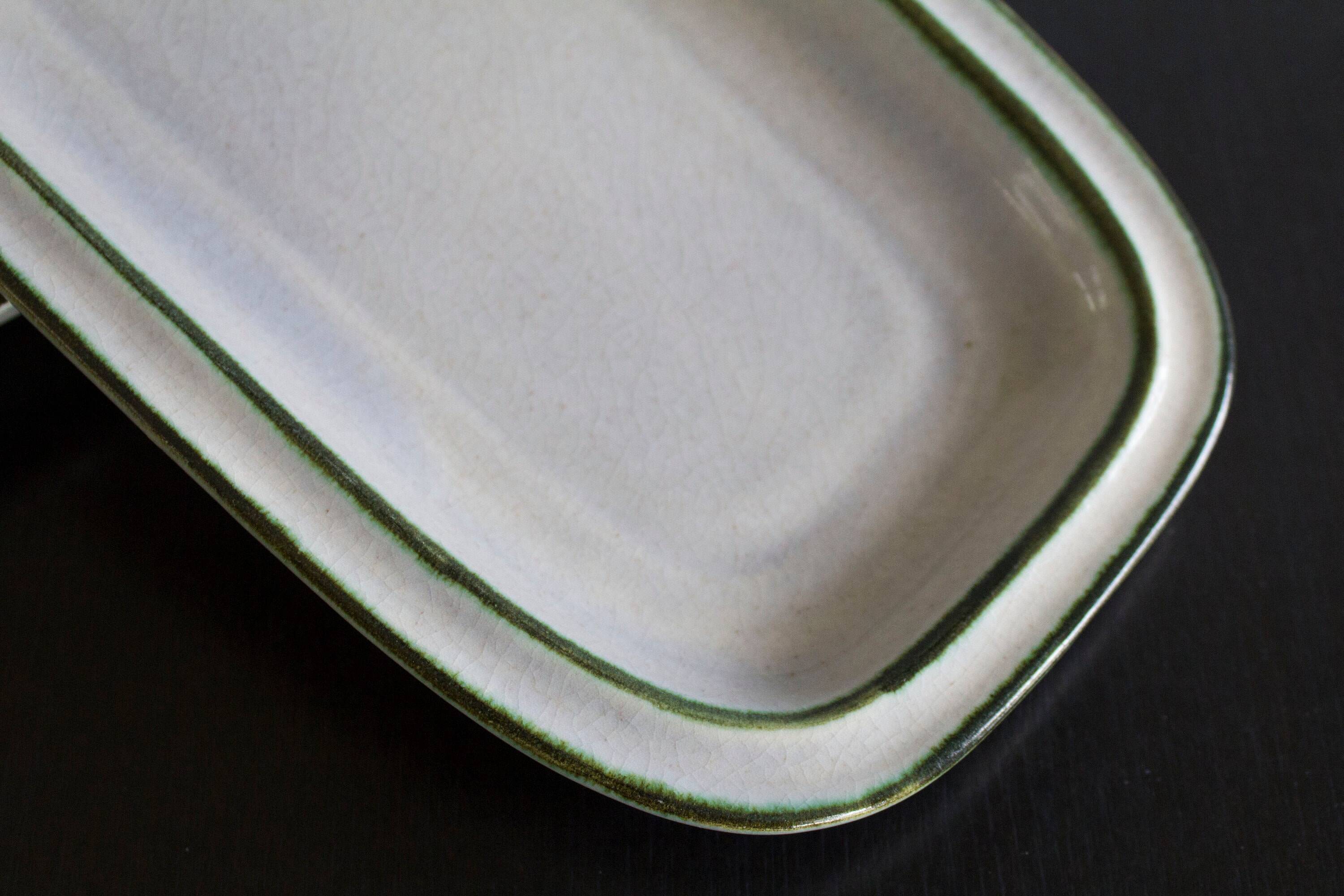 2x Meat Dish Mid Century Stoneware, Dishes, Rectangular plates, Ceramic Sca