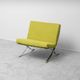 Pair of vintage lounge armchairs in chromed metal and green fabric – 1960s