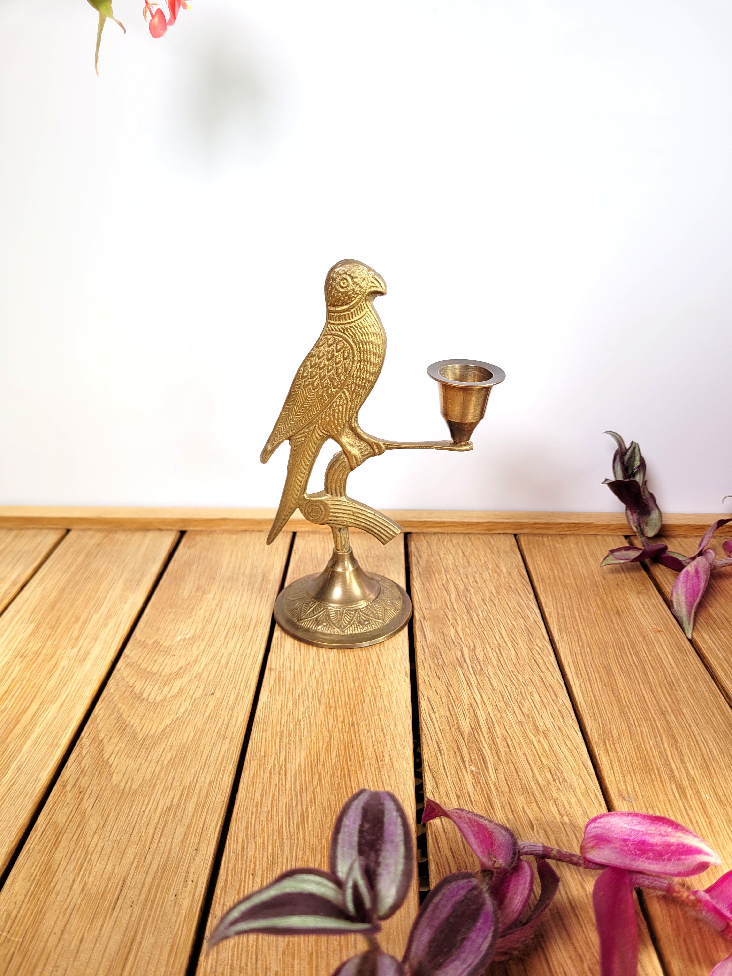 Candlestick brass bird