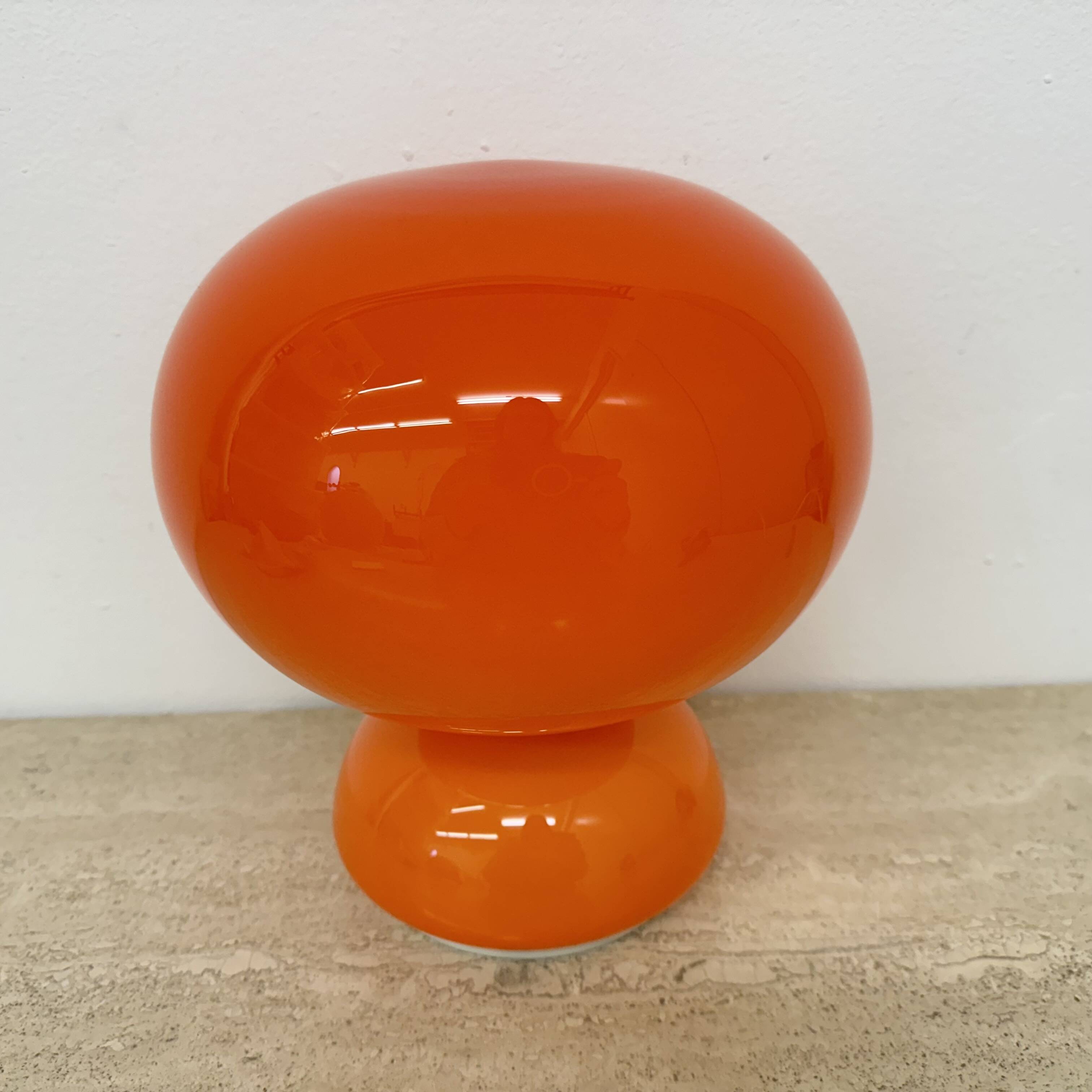 Space age orange glass table lamp , 1970s