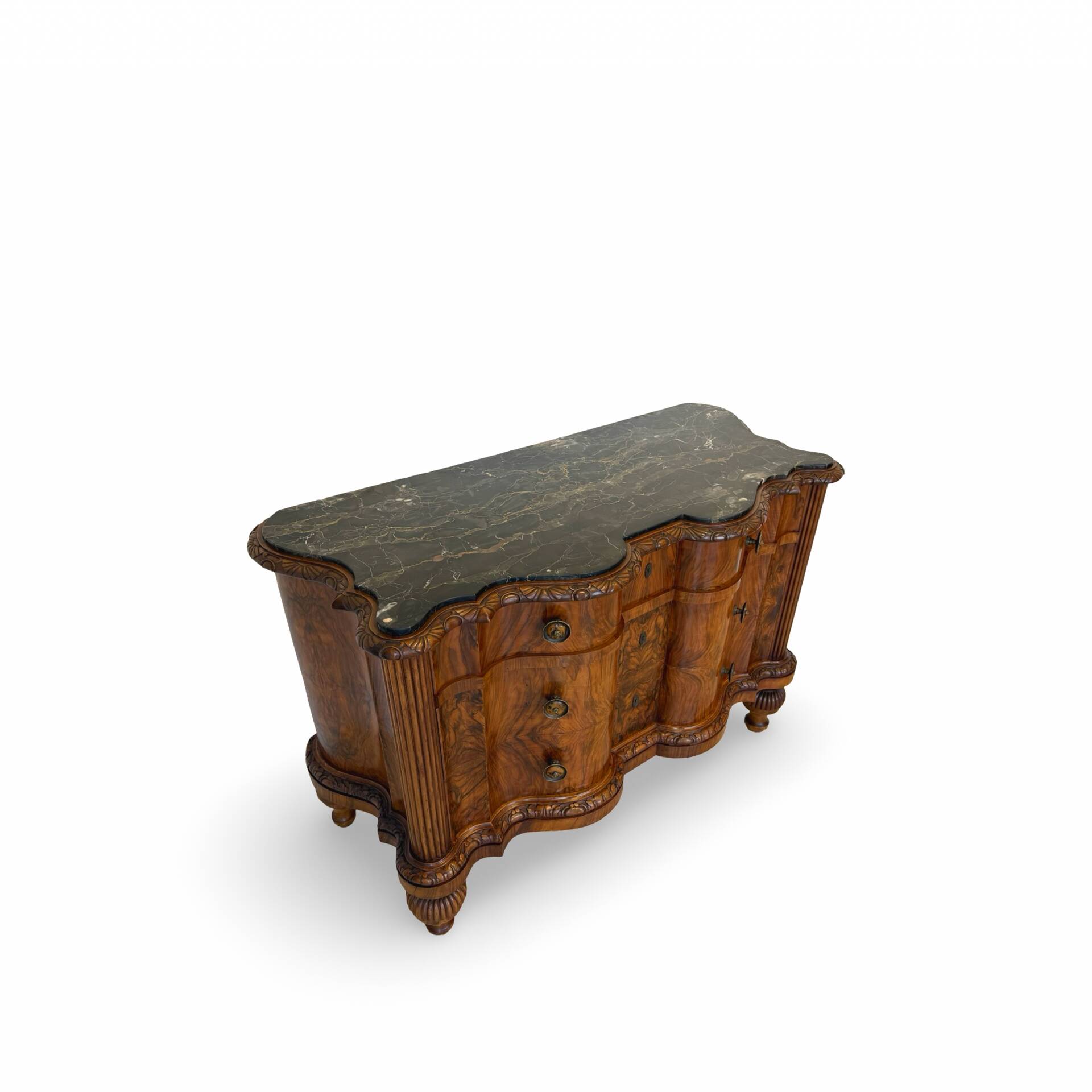 antique walnut serpentine commode