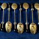 Set of 12 vintage gold-plated metal coffee/moka spoons, Cristofle.