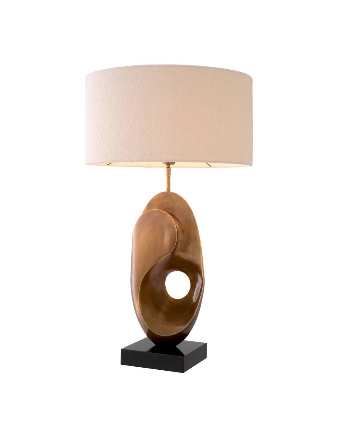 Pair of table lamps in patinated brass and black granite base.