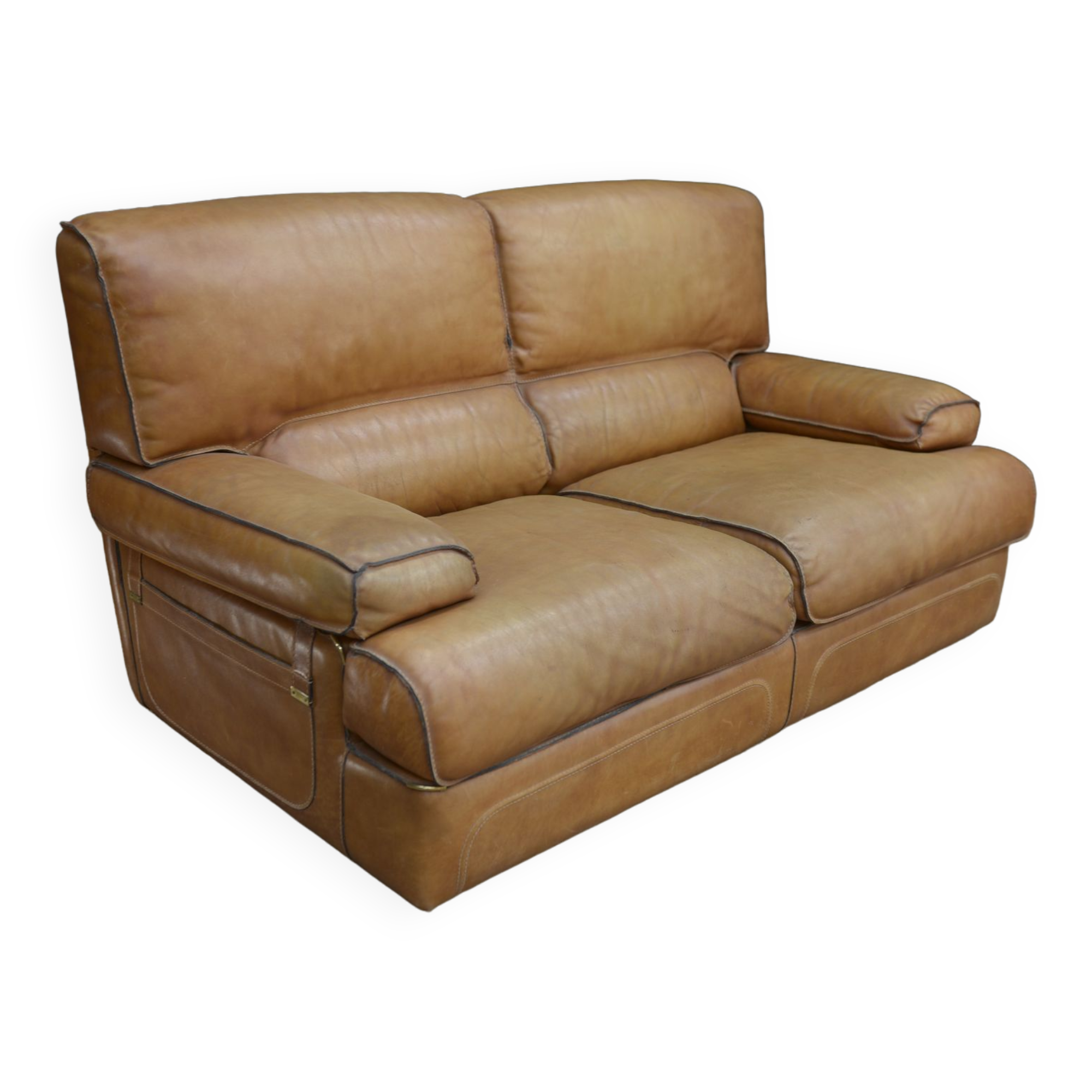 Contemporary brown vintage leather sofa
