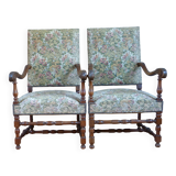 2 pairs of Louis XIII style armchairs