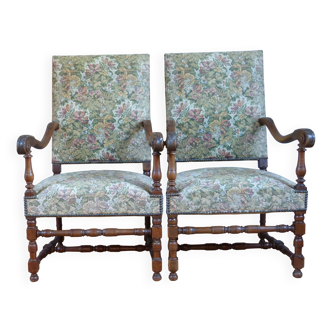 2 paires de Fauteuils style Louis XIII