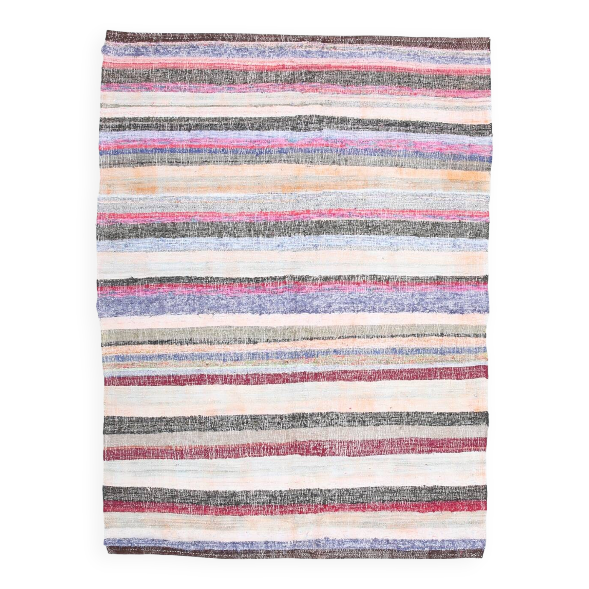 Multicolor Striped Modern Kilim Rug, 161x220Cm