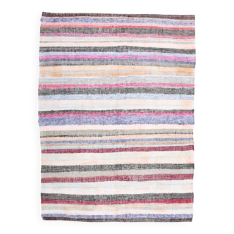 Multicolor Striped Modern Kilim Rug, 161x220Cm