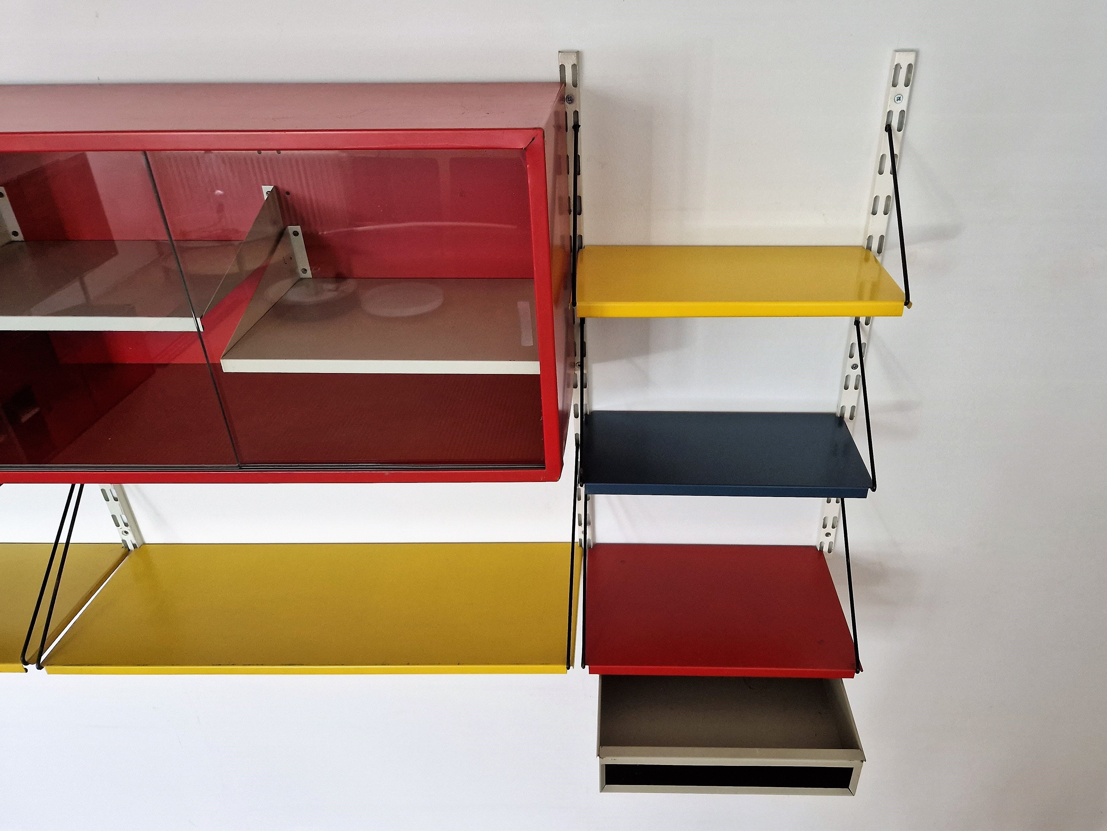 Multicolored wall unit by Tjerk Rijenga for Pilastro, Netherlands, 1960s