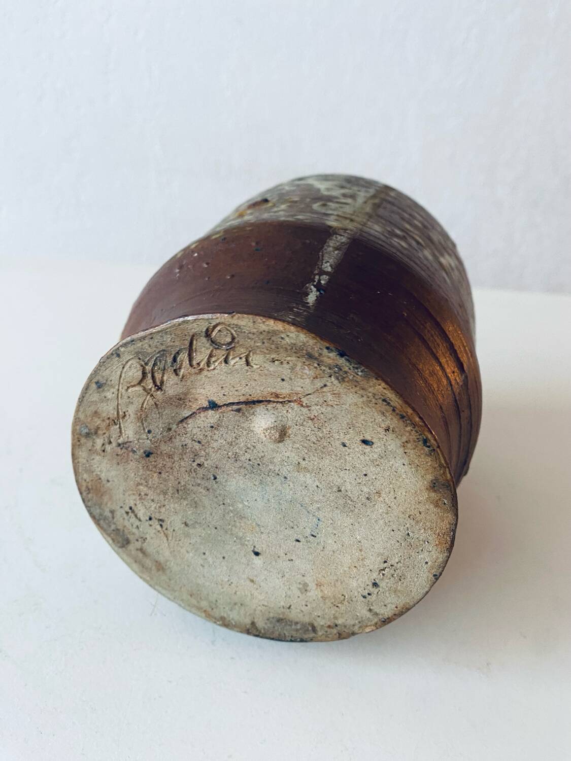 Large stoneware flower vase signed Bodin