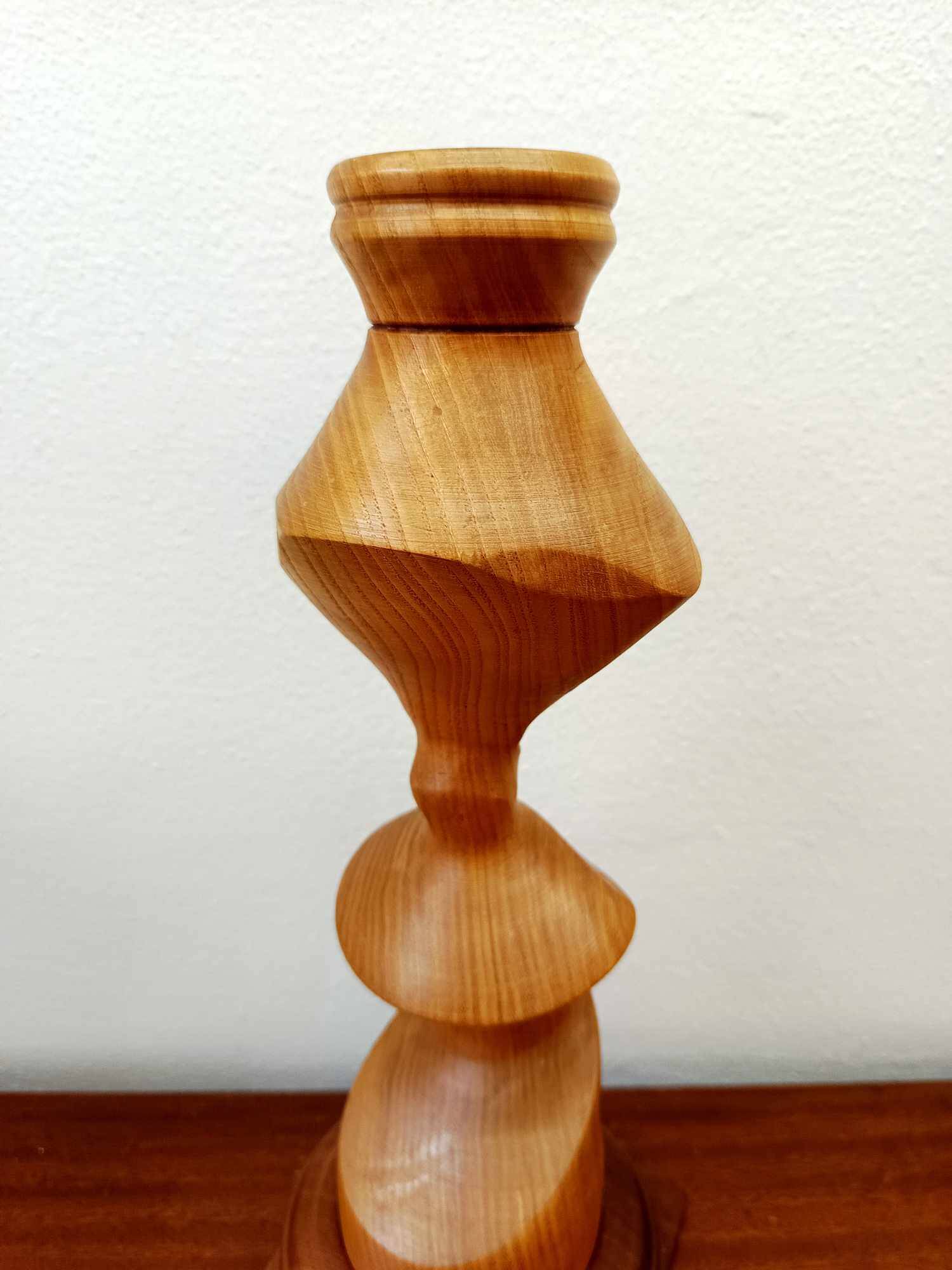 Scandinavian wooden totem candle holder