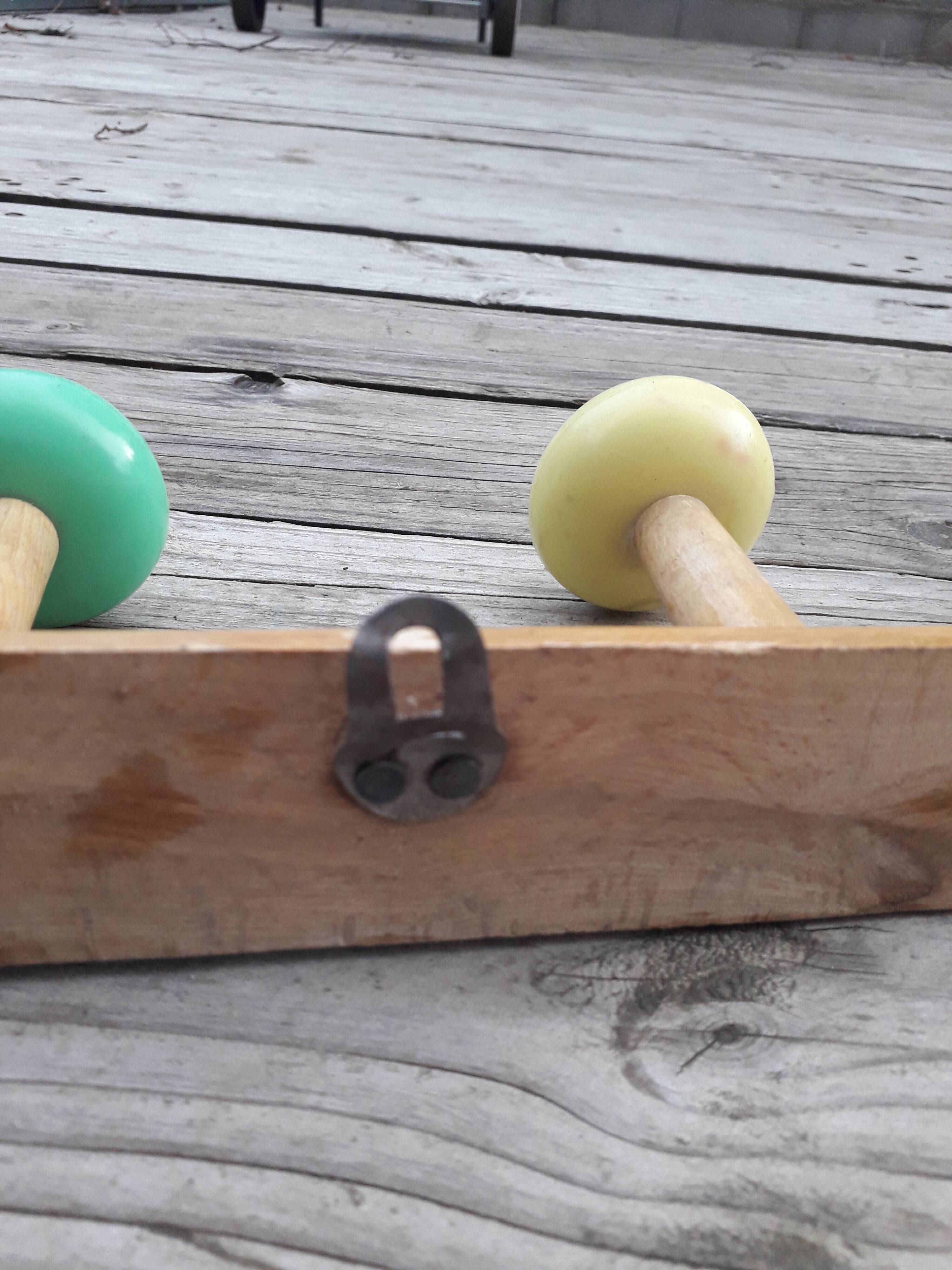 Vintage wall coat rack - Wood and plastic - 1970s
